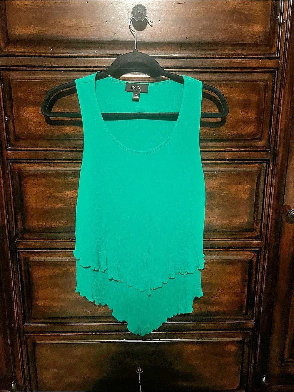 BCX Scalloped Hem Tank Top in Green Like New